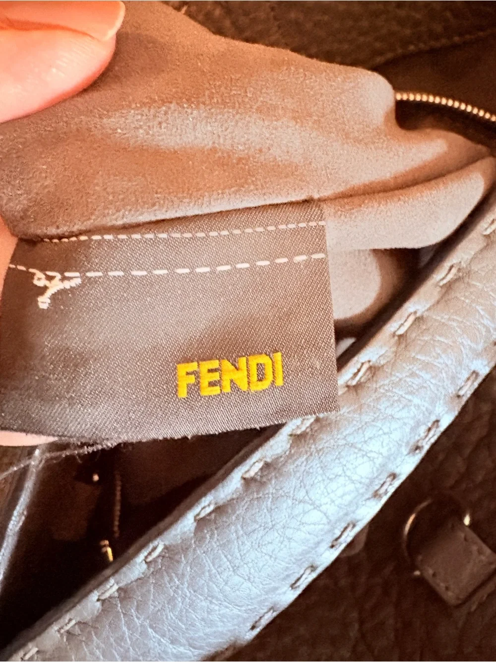 Fendi Selleria Large Anna 2-Way Tote Bag - Grey Pebbled Leather w/ CoA